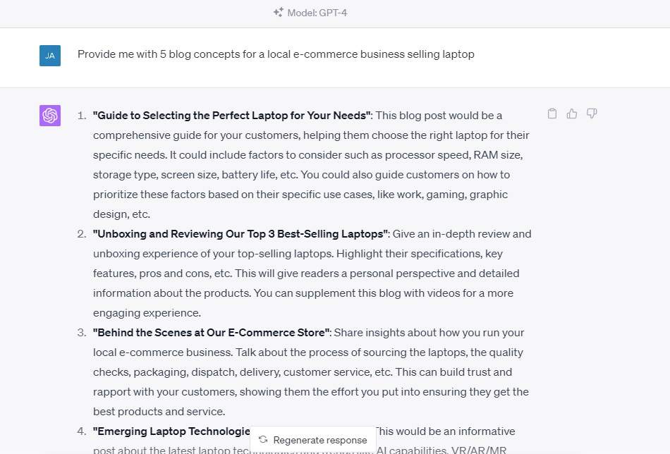 Provide me with 5 blog concepts for a local 