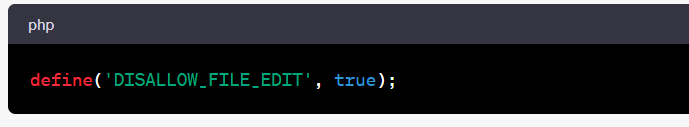 define('DISALLOW_FILE_EDIT', true);