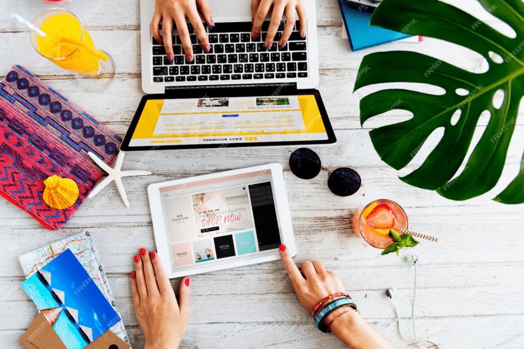 women using digital devices