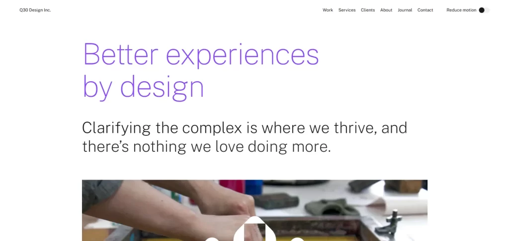 website screenshot of q30 design