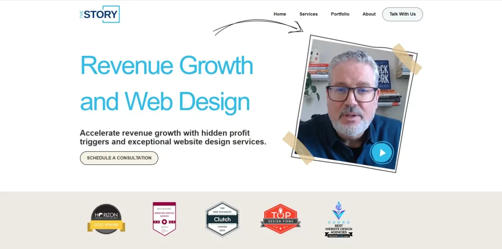 website screenshot of the story webs